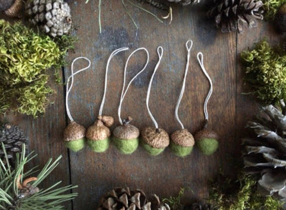 Felted Wool Acorn Ornament