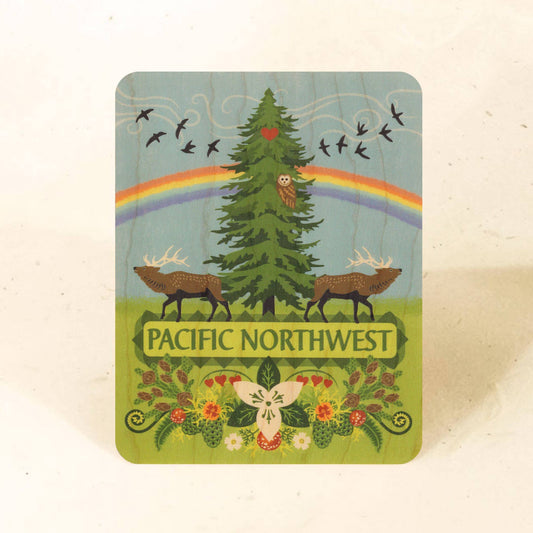 Pacific Northwest Rainbow Wood Postcard