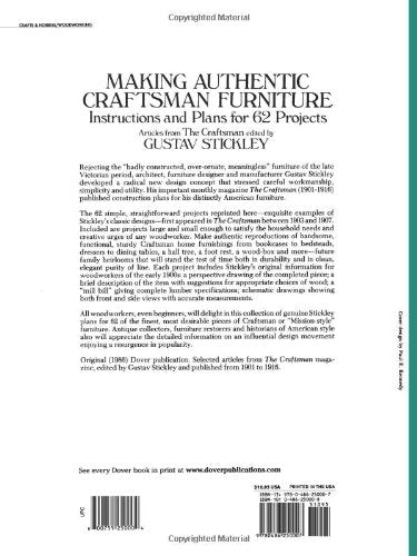 Making Authentic Craftsman Furniture: Instructions and Plans for 62 Projects by Gustav Stickley