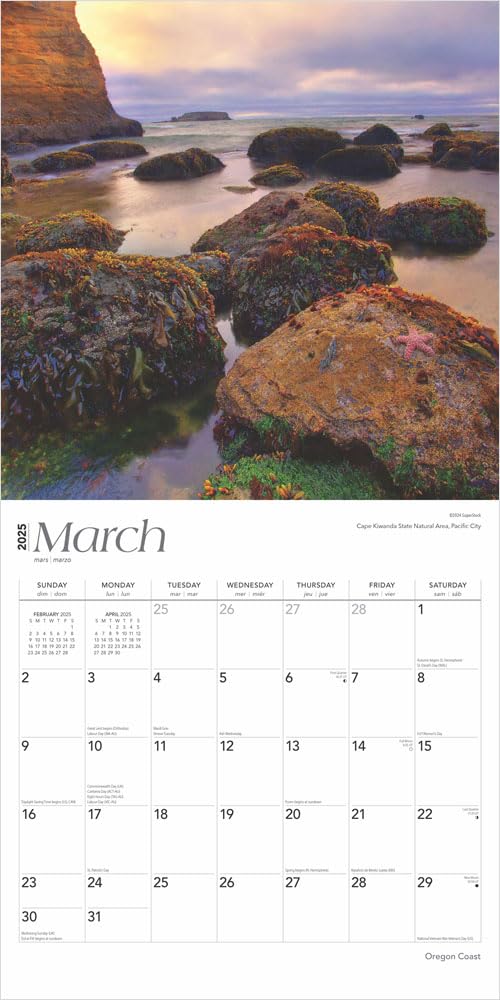 Oregon Coast 2025 Monthly Square Wall Calendar