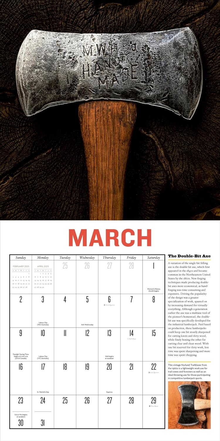 Vintage Axes Wall Calendar 2025: A Calendar on the Cutting Edge by Brett McLeod