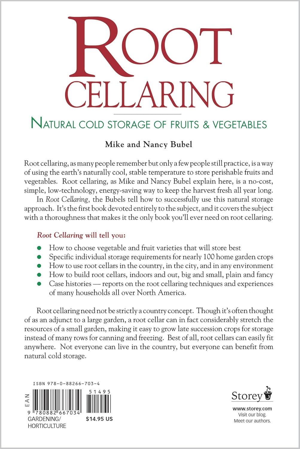 Root Cellaring: Natural Cold Storage of Fruits & Vegetables (Revised 2ND ed.): Bubel, Mike (Author) , Bubel, Nancy