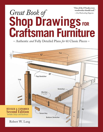 Great Book of Shop Drawings for Craftsman Furniture: Authentic and Fully Detailed Plans for 61 Classic Pieces (2ND ed.) by Robert W Lang