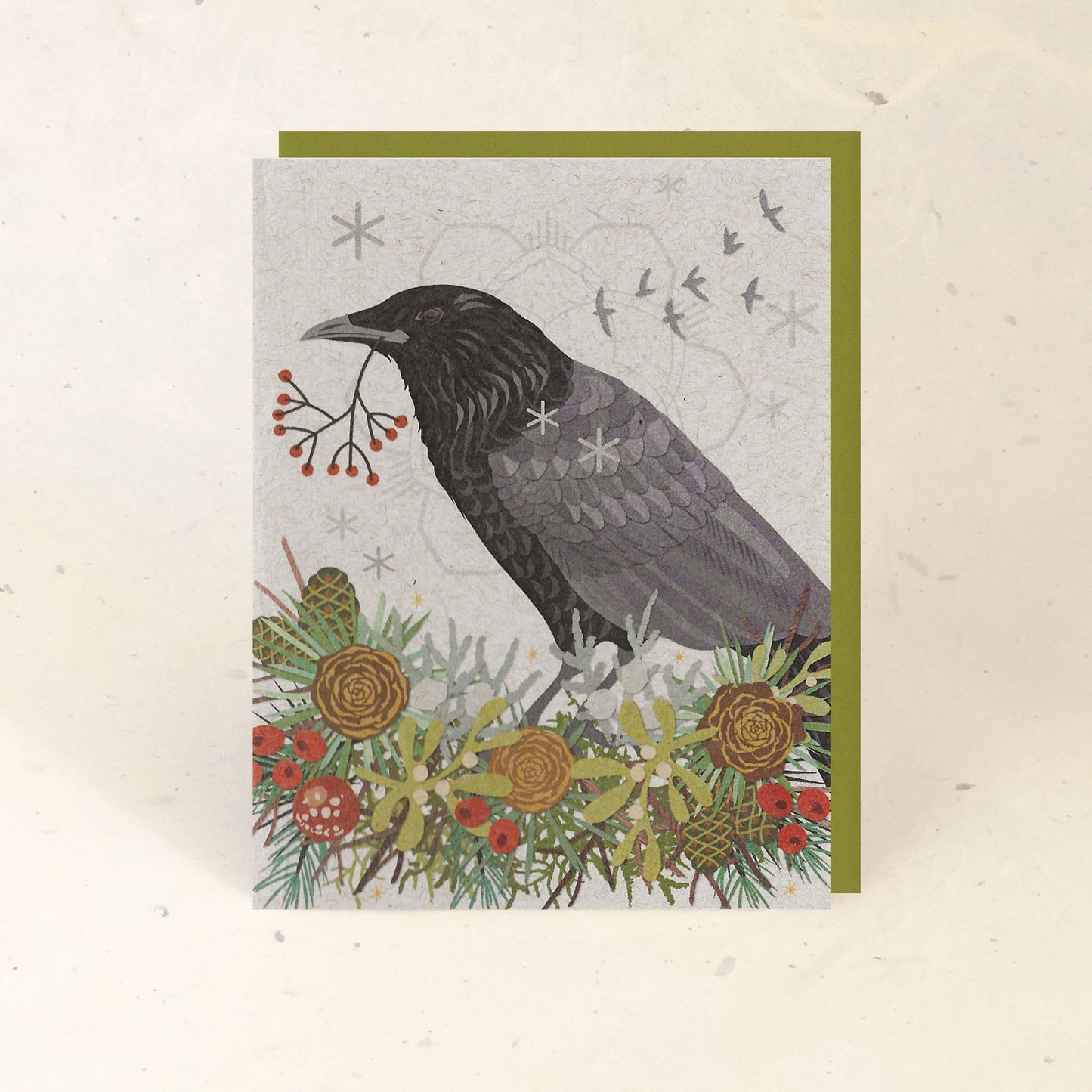 Boxed Set of 10 Winter Crow Holiday Paper Cards