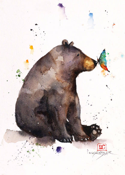 5 x 7" Greeting Card  'BEAR & BUTTERFLY', Dean Crouser artist