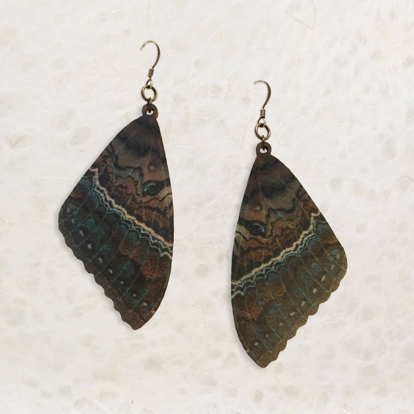 Black Witch Moth Printed Wood Earring