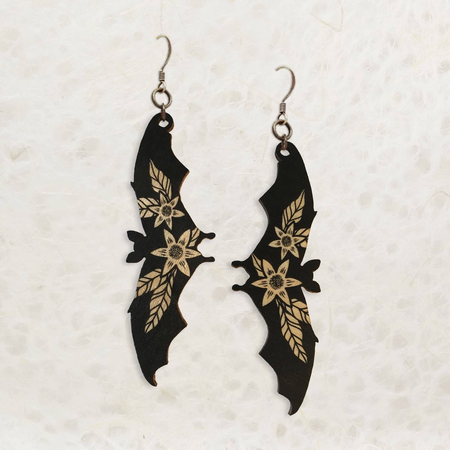 Bat Printed Wood Earring