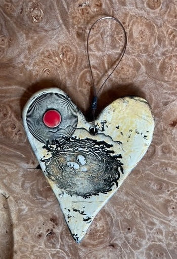 Handmade Ceramic Heart Ornaments